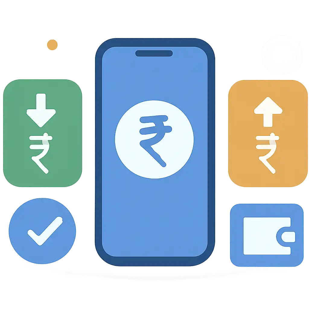 Payments / UPI symbols: BDG Net deposit and withdrawal graphic